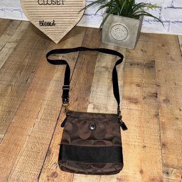 Brown Coach Crossbody Logo Bag with Adjustable Straps - Picture 1 of 11